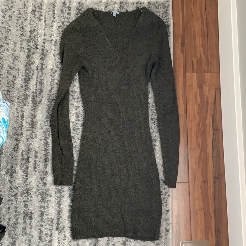 Olive green sweater dress